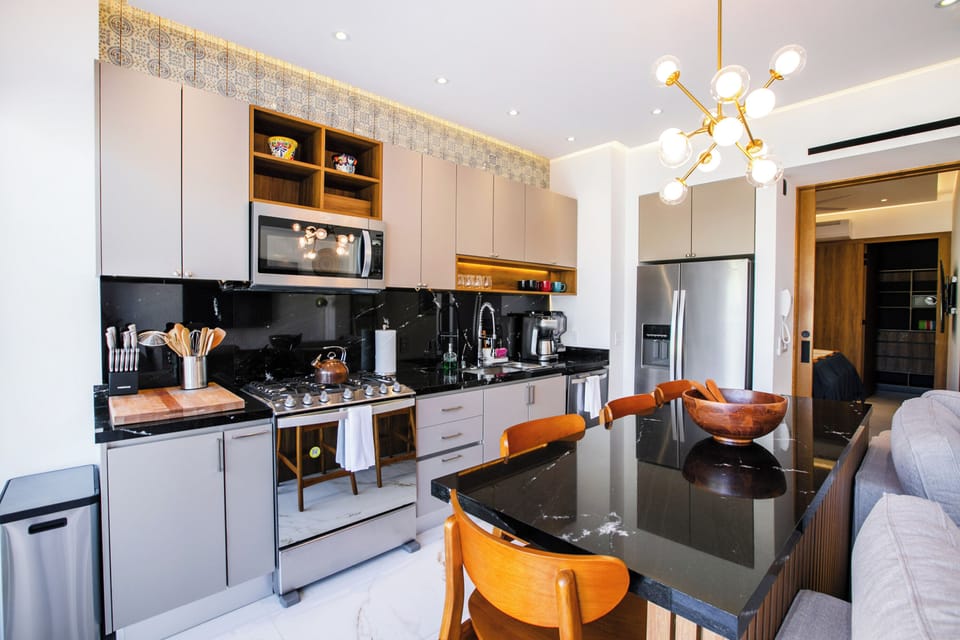 Sleek and fully-equipped kitchen