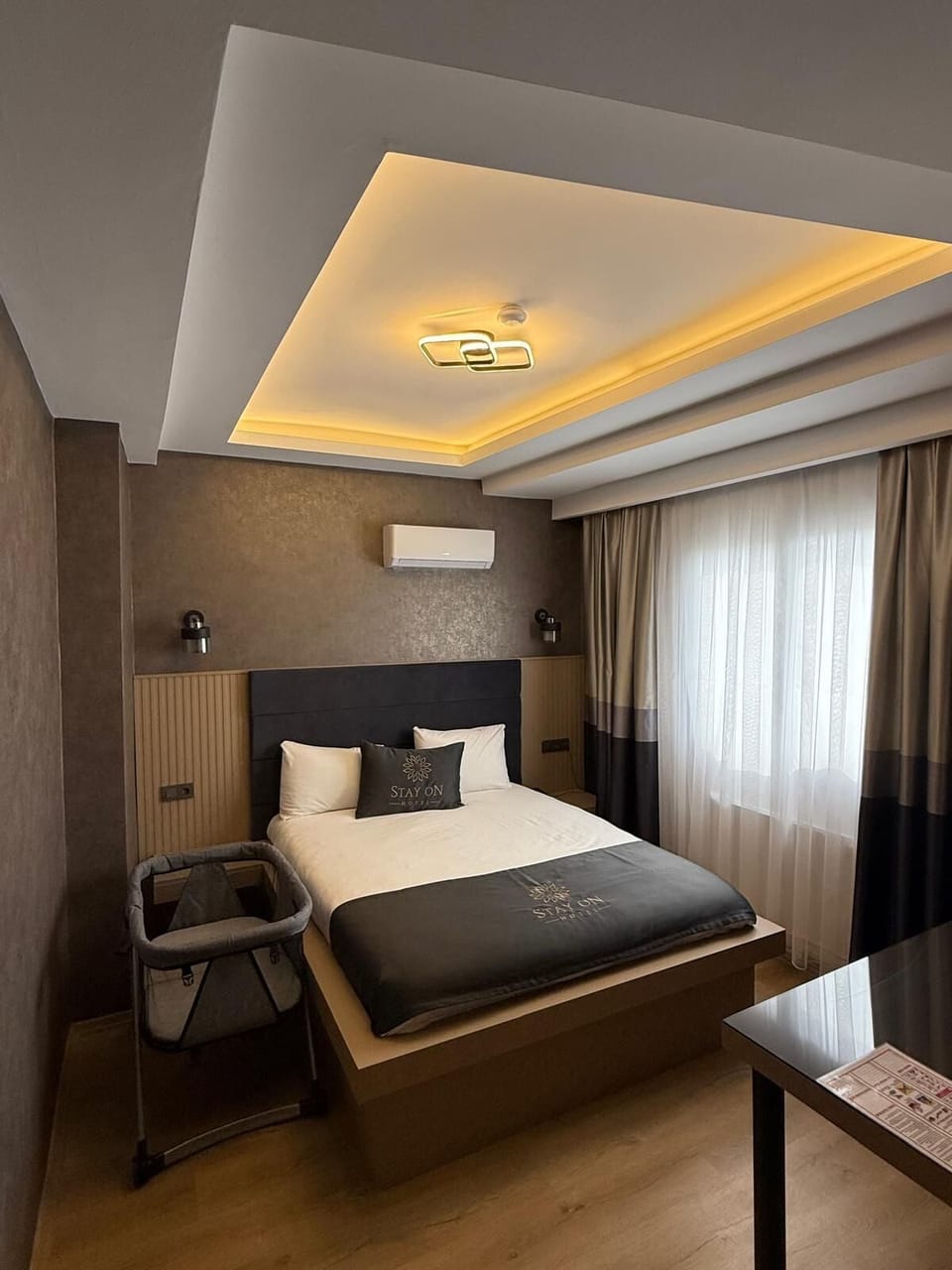 Premium bedding, minibar, desk, laptop workspace