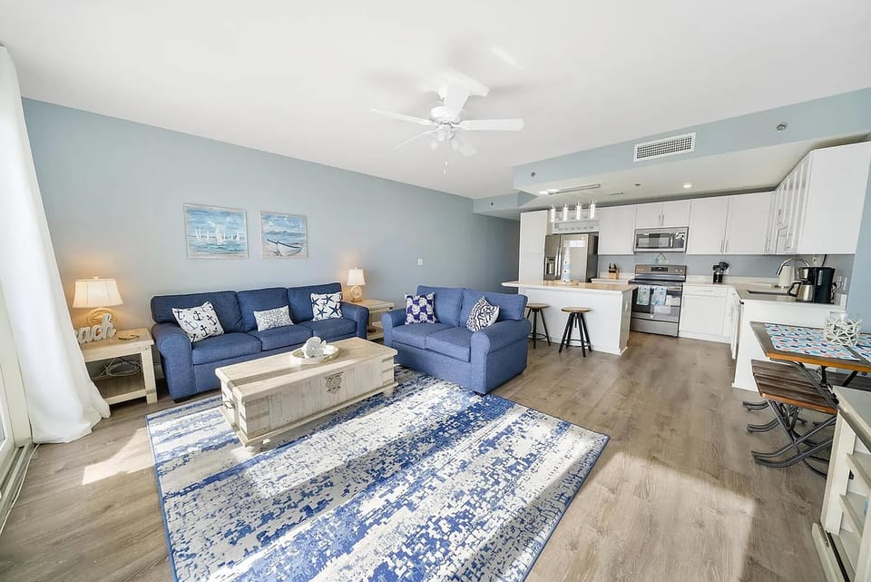 Condo, 1 King Bed with Sofa bed (Laketown Wharf 905) | Living area | TV