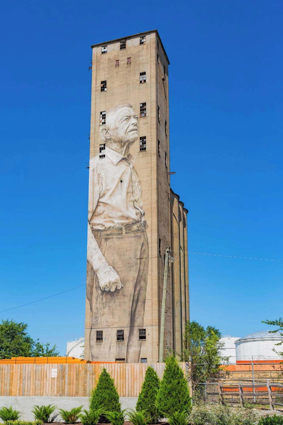 Historic stone grain silo landmark near the property