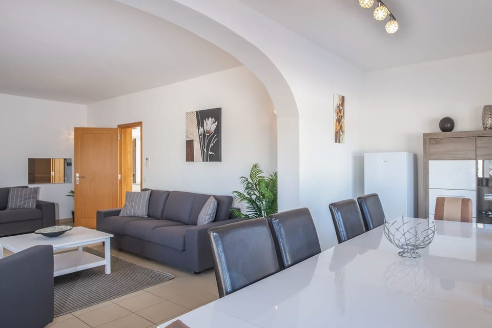 Comfortable lounge area with dining space