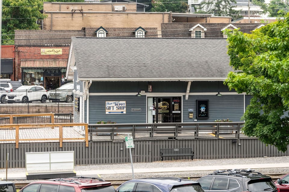 Located just across from the Blue Ridge Scenic Train, offering a unique and charming view.