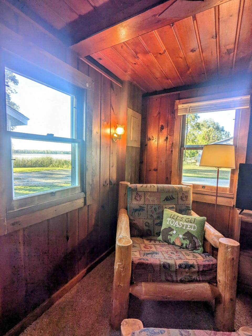Reading chair and lake views