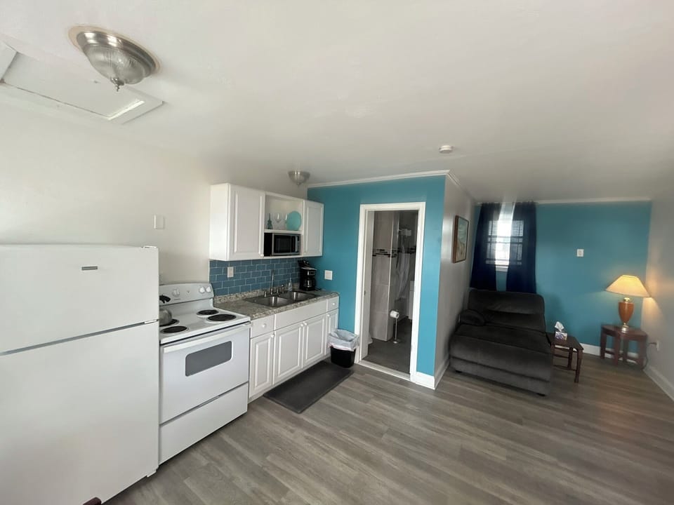 Studio Suite, 1 Queen Bed | Private kitchen | Fridge, microwave, oven, stovetop