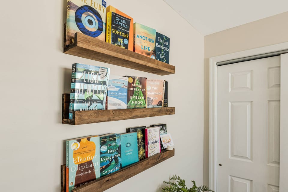 A cozy collection of books for you to enjoy during your stay.