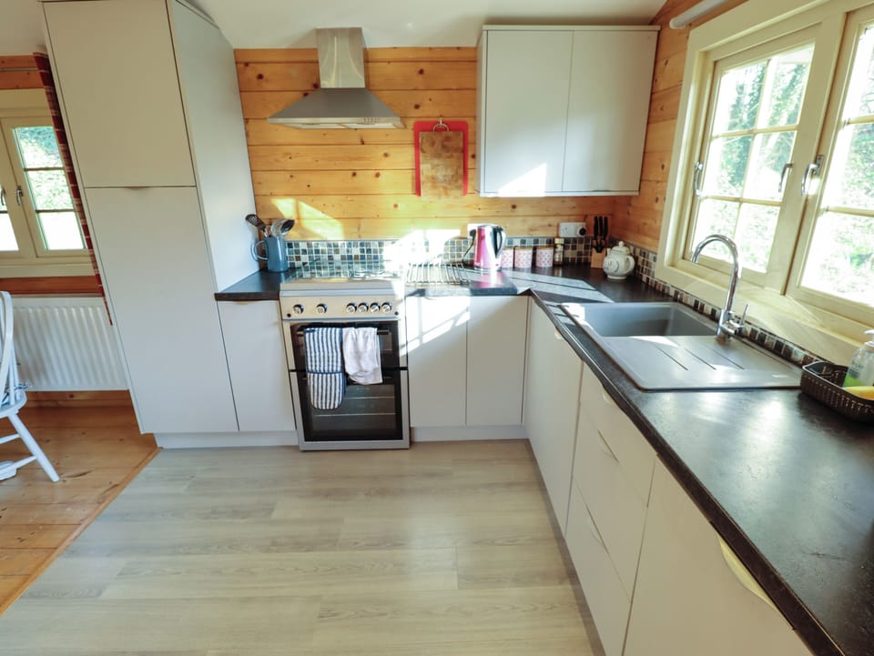 Fridge, microwave, toaster, cookware/dishes/utensils