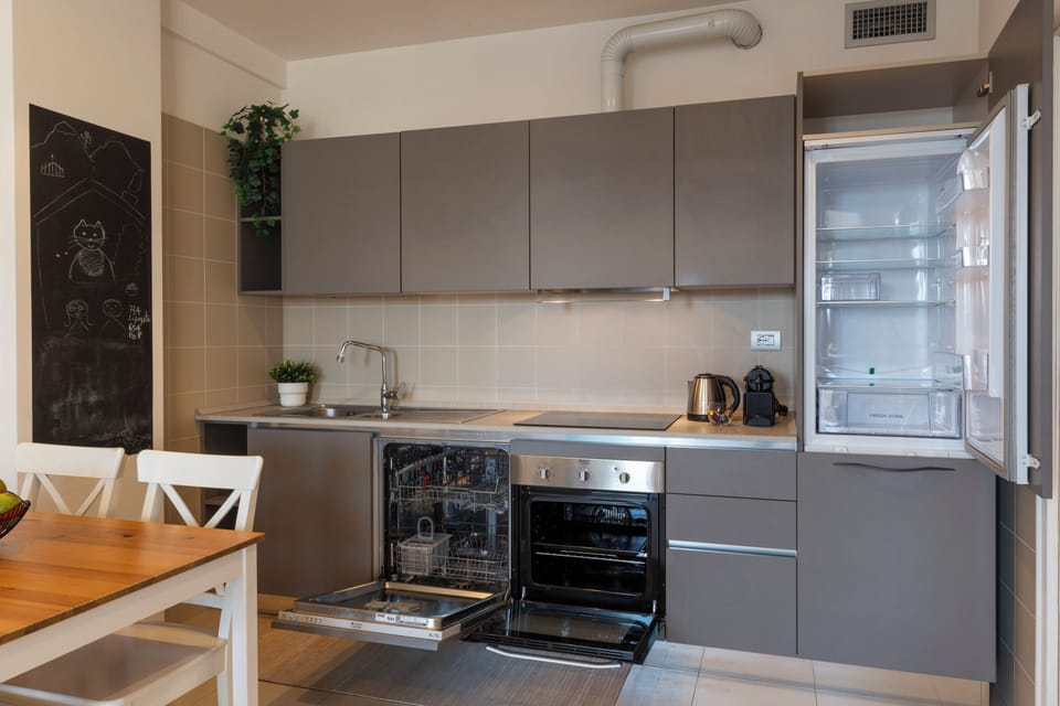 Deluxe Apartment | Private kitchen | Full-size fridge, oven, stovetop, dishwasher