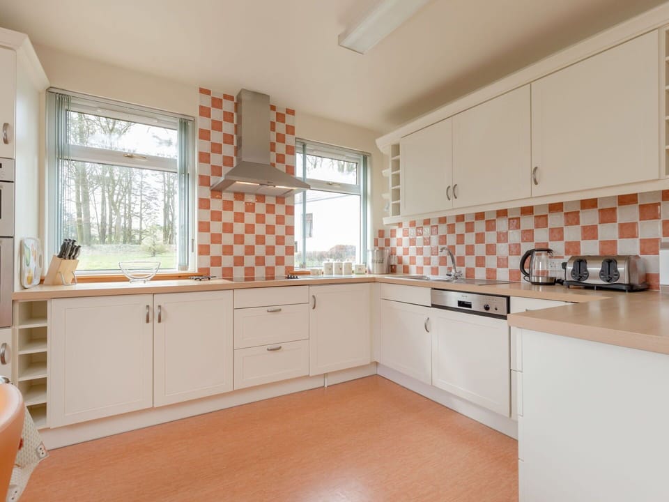 Kitchen, Flooring, Interior Design, Countertop, Cabinetry, Ceiling, Floor, Tile, Room, Apartment