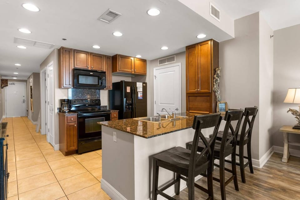 Kitchen with bar seating