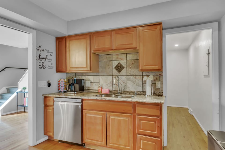 Dishwasher, coffee station, and kitchen sink