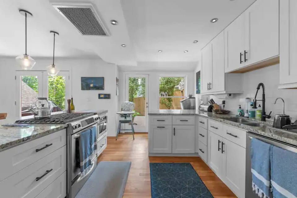 Kitchen with view of side patio