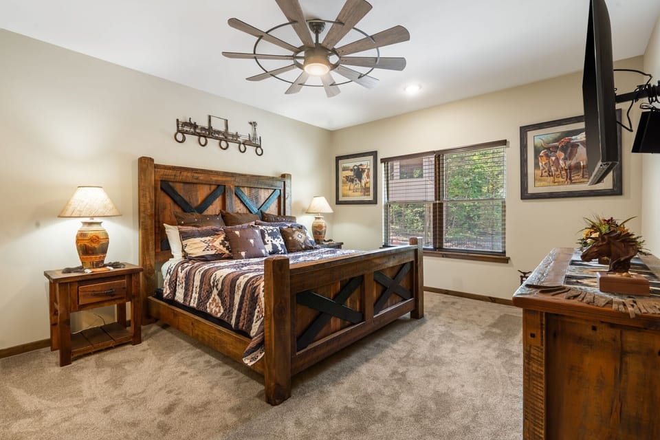 Master Bedroom with a Custom Built King Size Barnwood Bed  