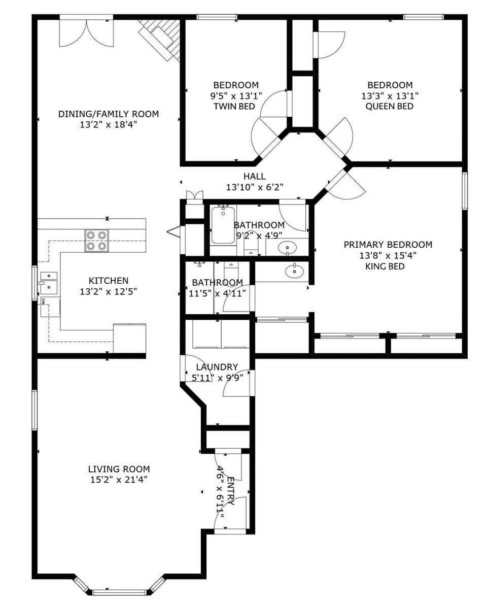A detailed floor plan of this rental.