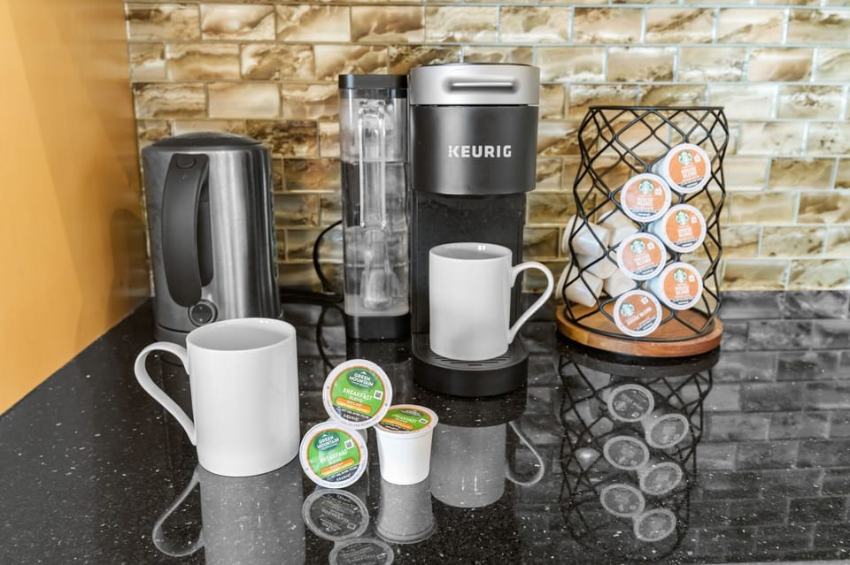Your perfect coffee spot! A dedicated station for all your caffeine needs.