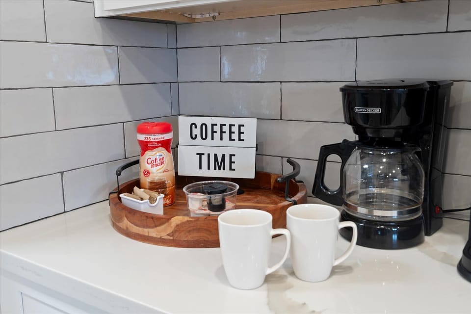 The best part of waking up is vacation. The second-best part is this coffee station.