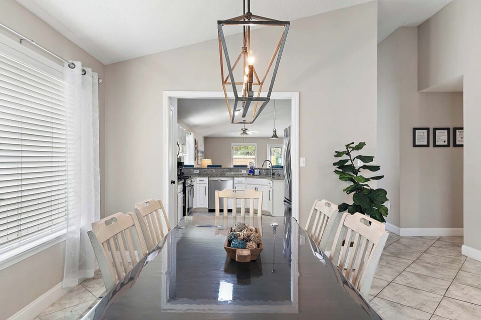 Dining table with seating for six