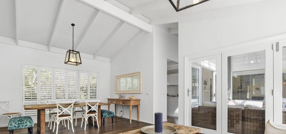 Open plan living, indoor dining area and first living  area 