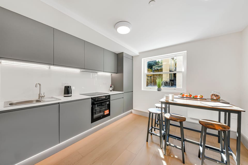 Communal kitchen with dining area