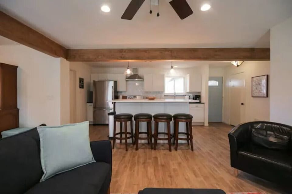 Open floor plan; living room and kitchen