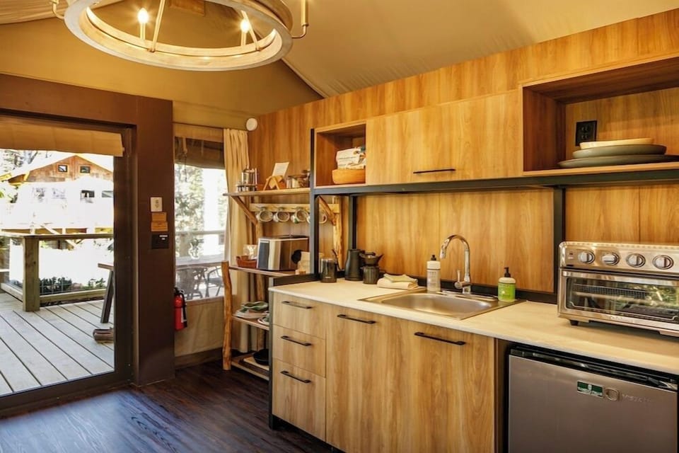 Basic Tent, Mountain View | Private kitchen | Mini-fridge, microwave, coffee grinder, toaster oven
