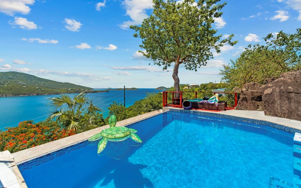 Let this turtle be your role model for your stay, float in the pool all day and soak in the views.