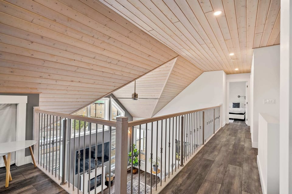 Loft area showcasing the beautiful vaulted ceiling 