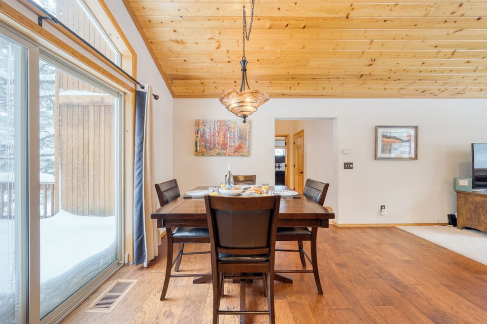 Dining area with scenic view.