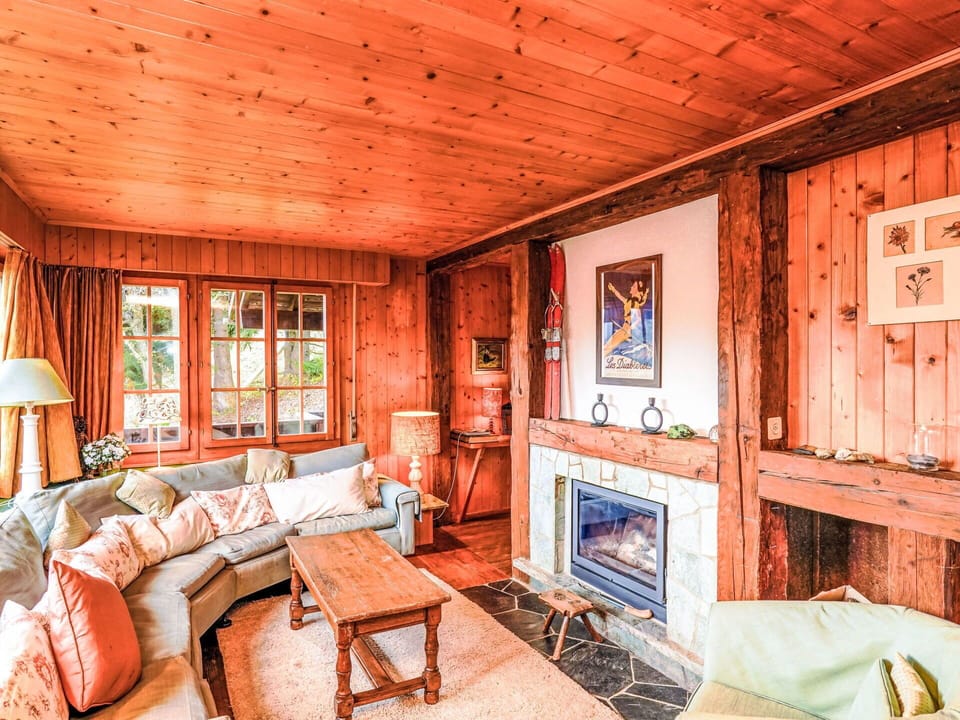 Wood, Interior Design, Furniture, Ceiling, Room, Home, Hardwood, Cottage, Living Room, Wood Stain