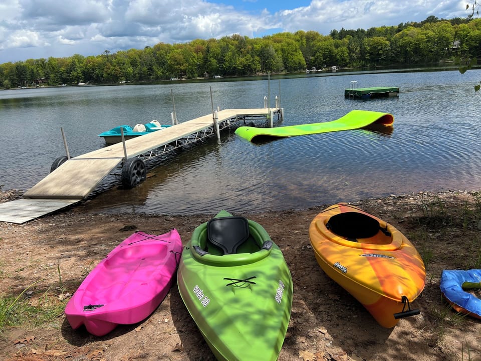 All private amentities, dock, swim platform, swim mat, paddle boat, kayaks