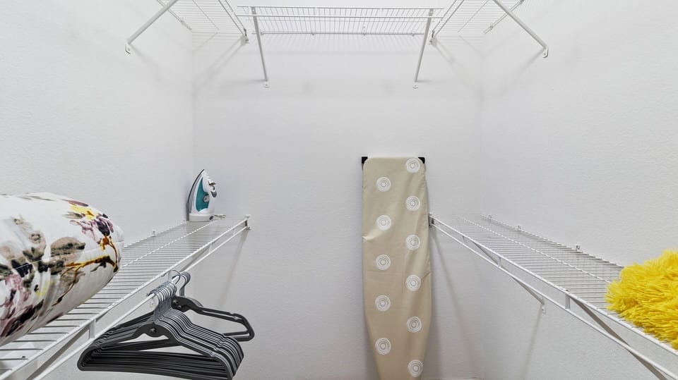 Closet, ironing table, extra two blanket covers