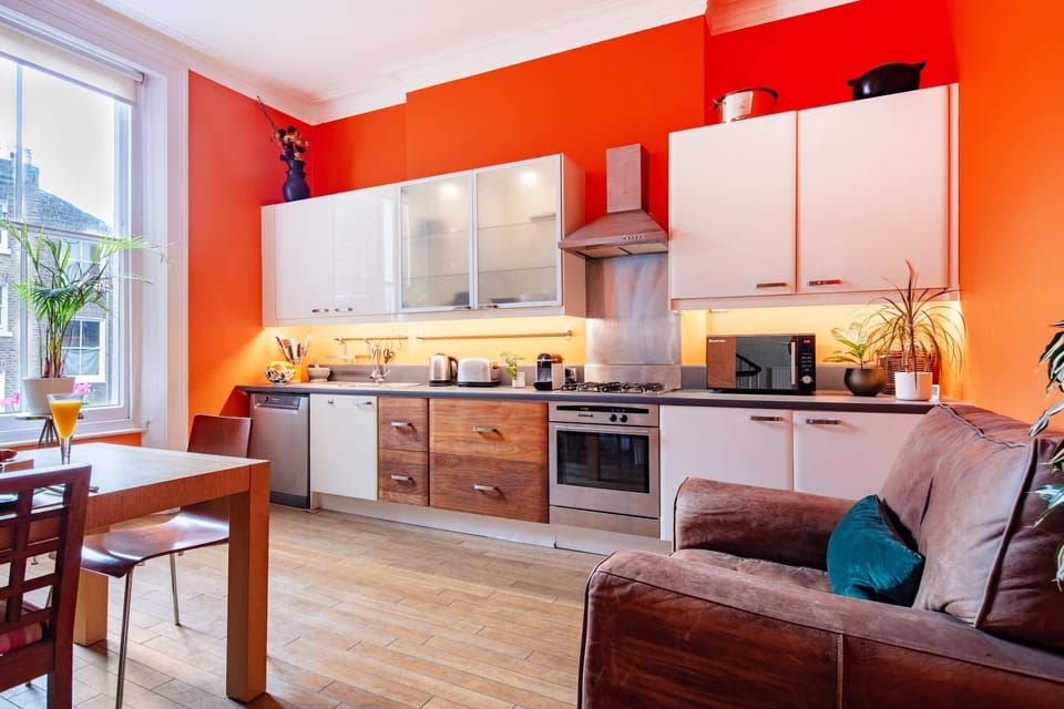 The kitchen is fully equipped to prepare a simple meal 
