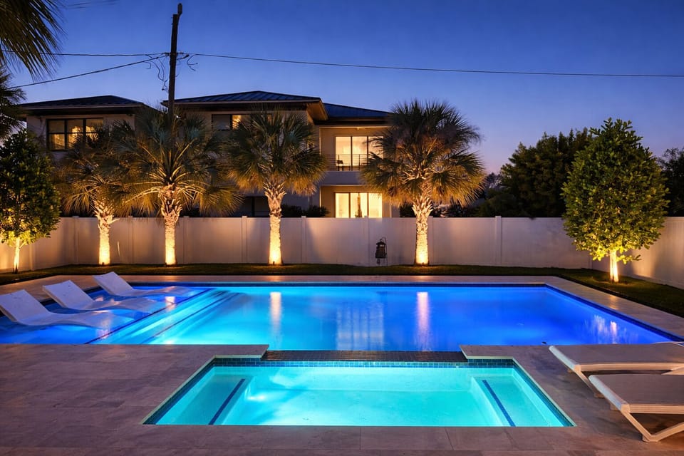 Glowing evenings by your private pool and spa