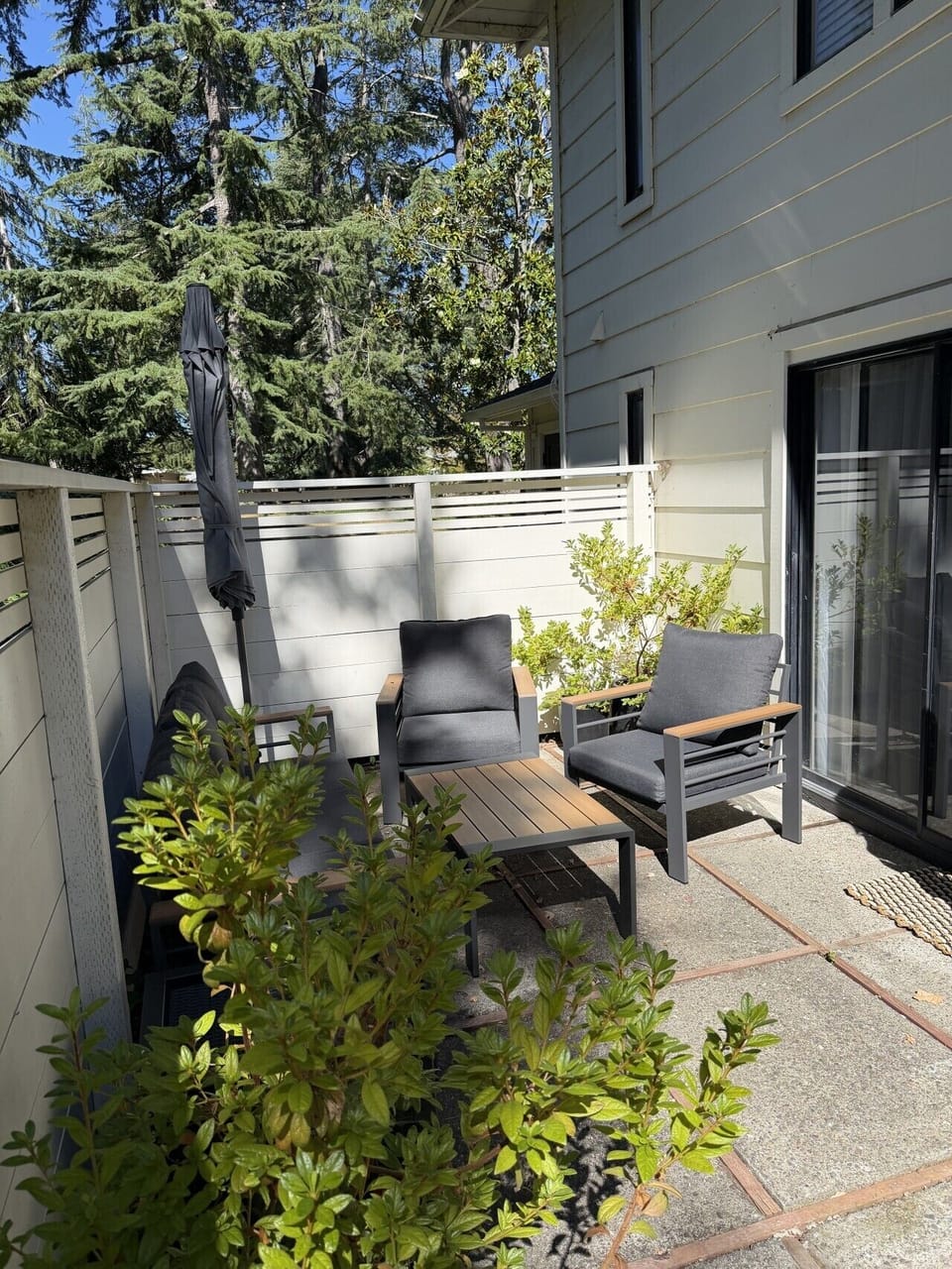 Your own private patio escape—enjoy peaceful moments surrounded by nature.