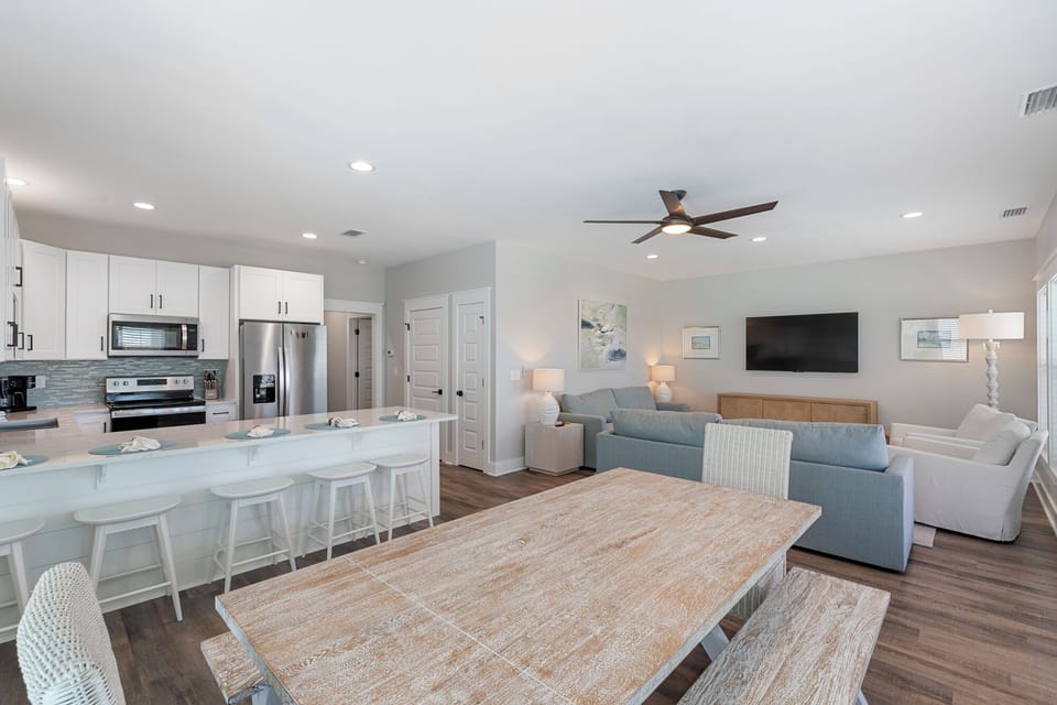 Open concept living and dining