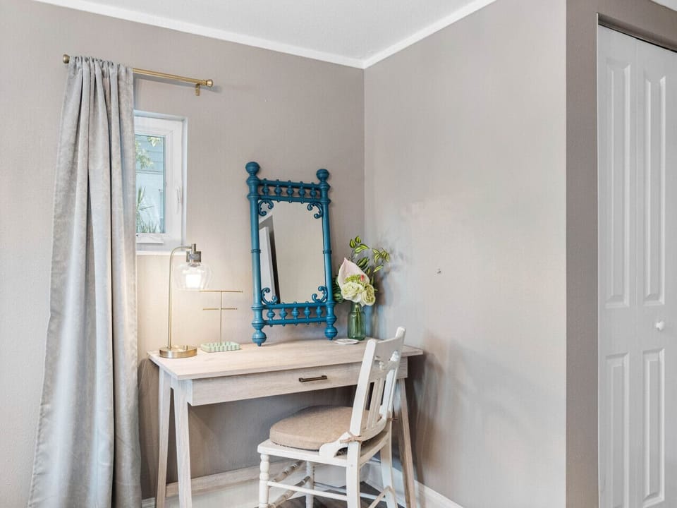 Private work area and walk in closets