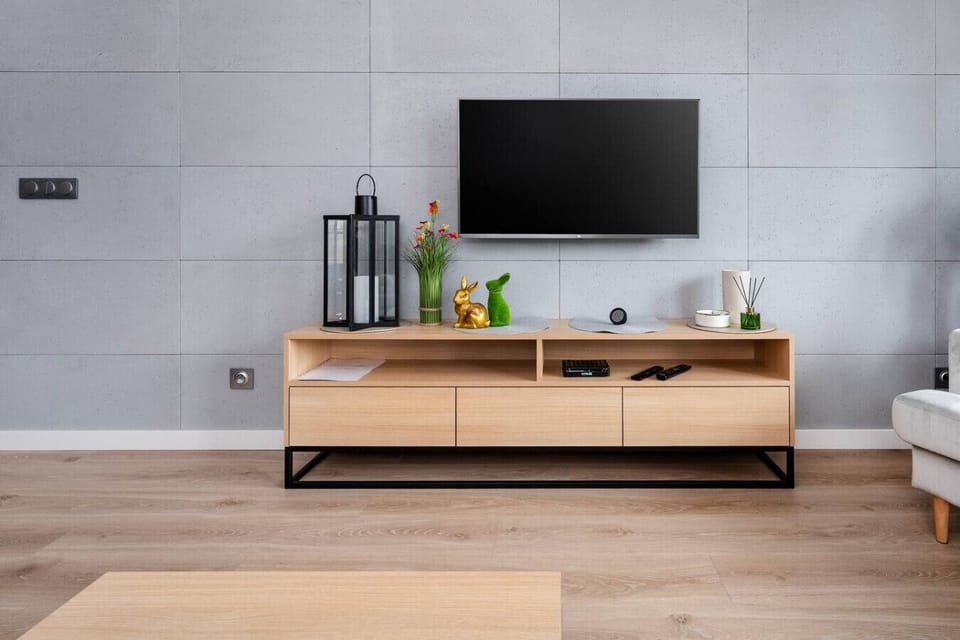 Living Room with Sofa Bed and Smart TV | Book Now with RENTUJEMY.COM