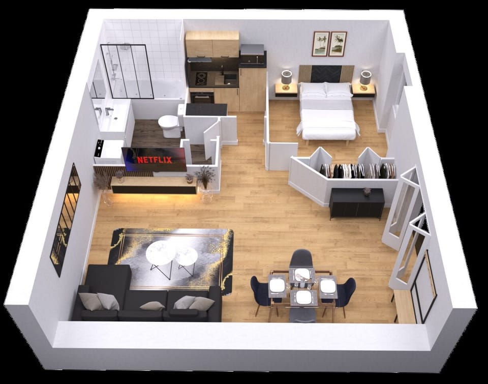 Plan 3D de l'appartement / 42m carrés 