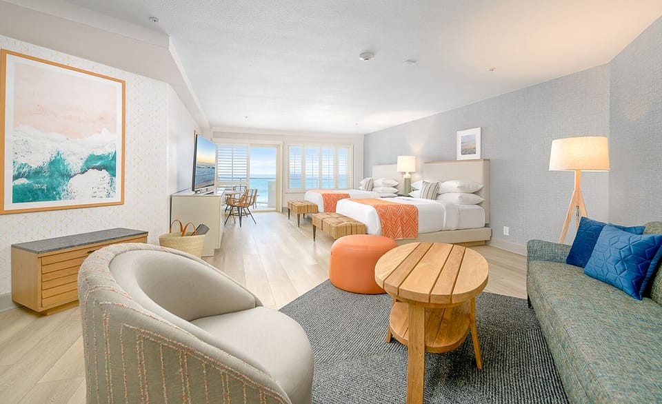 Pool Terrace, 2 Queen Beds, Pool & Ocean View | Premium bedding, down comforters, pillowtop beds, in-room safe