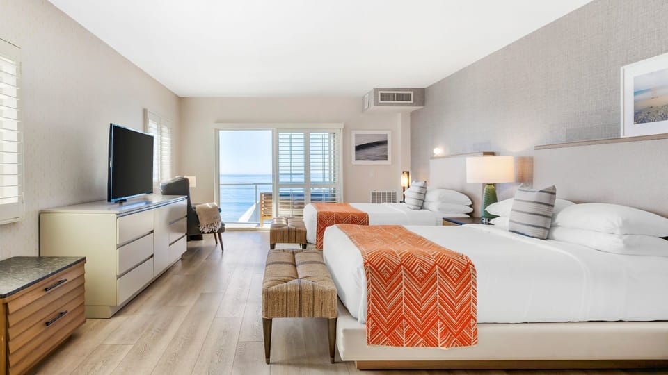 Standard Room, 2 Queen Beds, Partial Ocean View | Premium bedding, down comforters, pillowtop beds, in-room safe