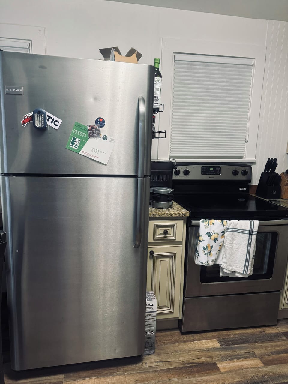 Kitchen fridge and stove