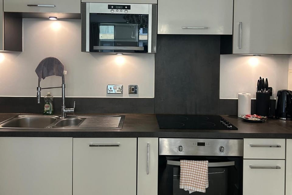 Apartment | Private kitchen | Fridge, microwave, oven, stovetop