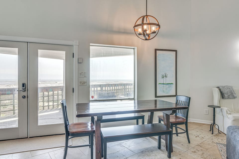 Dining Area | Dishware & Flatware | Central A/C & Heat | 1st Floor