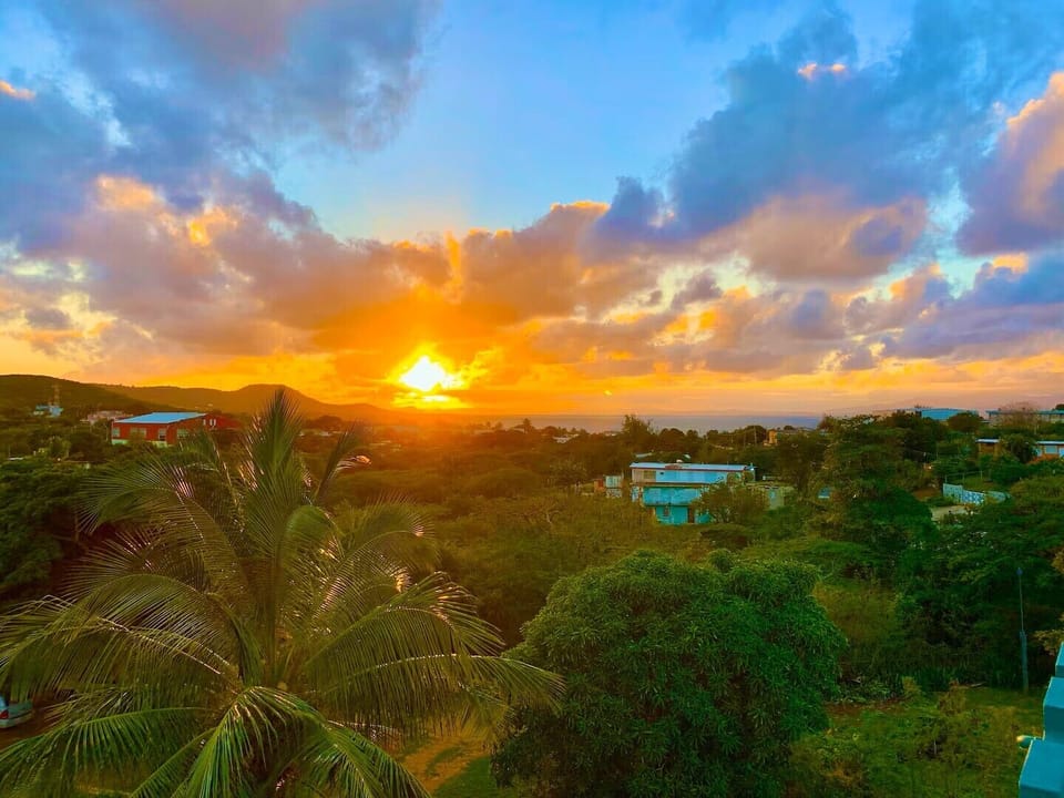 Sunset view from rooftop deck
