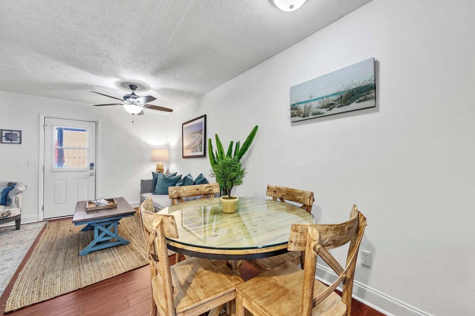 Dining table seats four