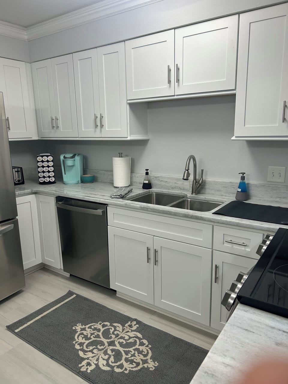 Full kitchen with pots pans and utensils… Keurig provided as well