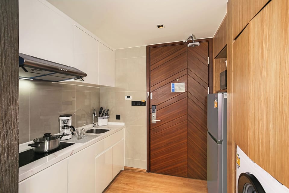 Fridge, dining tables