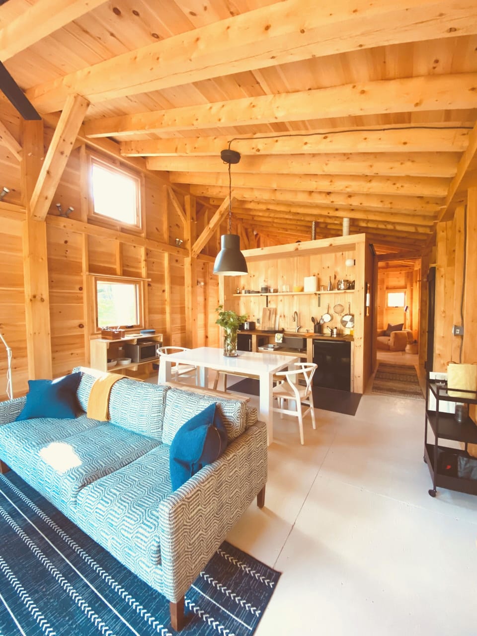 Spacious living, dining and kitchenette area.