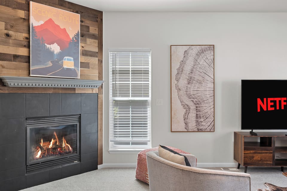 Enjoy time by the fireplace to unwind after a long day