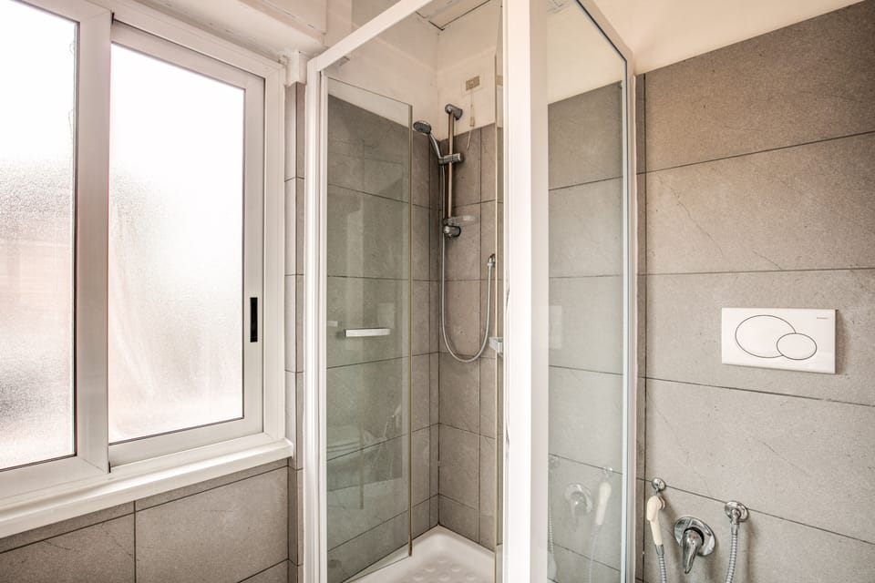 Shower, free toiletries, hair dryer, bidet