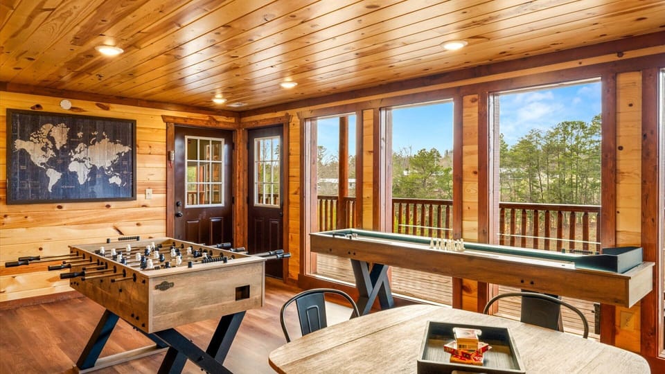 Play foosball and shuffle board!